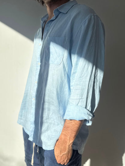 CAMISA LINO CELESTE