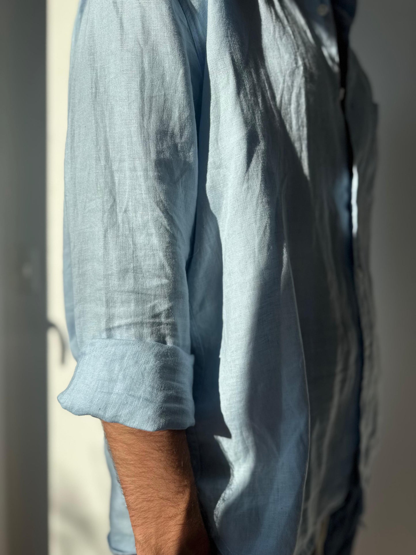 CAMISA LINO CELESTE