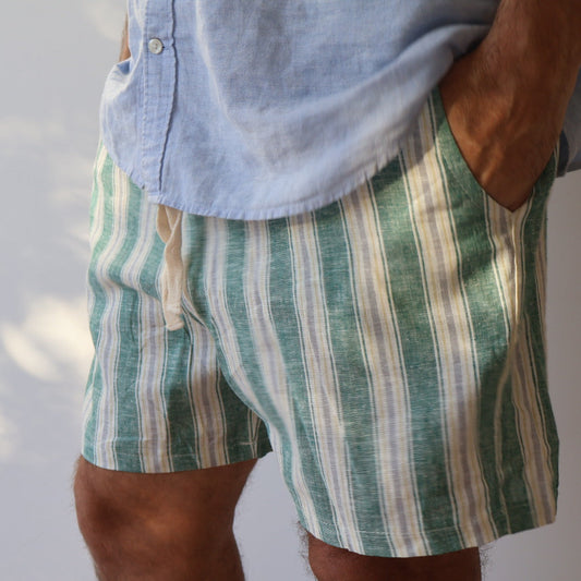 SHORT LINO RAYADO VERDE